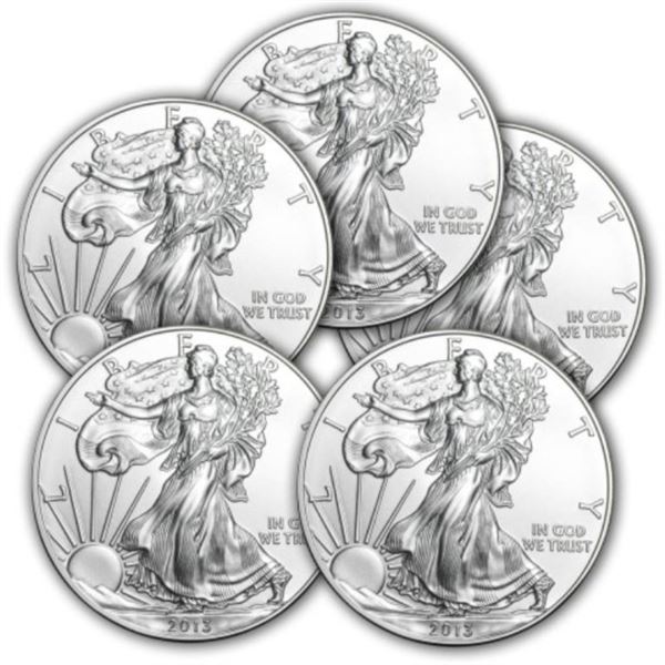 (5) Random Date US Silver Eagles - Crisp BU