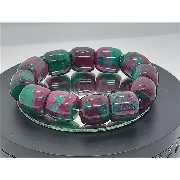 18mm Top Natural Ruby - Zoisite - Epidote Stretchy Bracelet