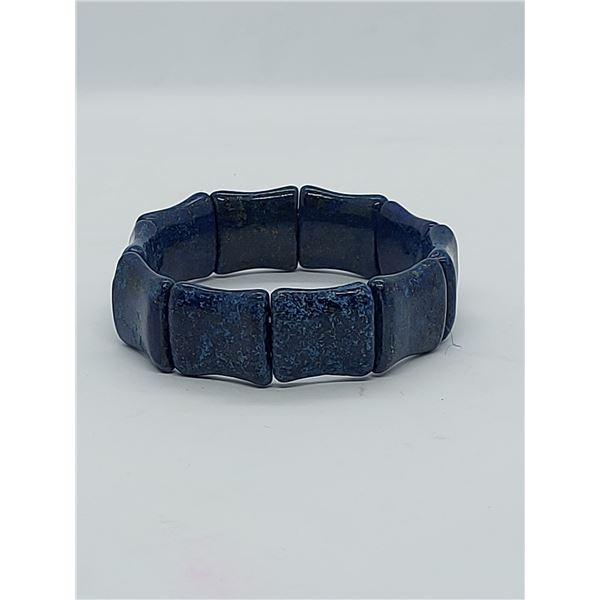 20x20x7mm LAPS LAZULI DRUM BEAD STRETCHY BRACELET 7.5"