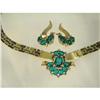 Image 1 : TRIFARI Green Linked Mesh Necklace & Earrings #1800525