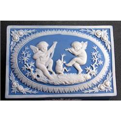 Schafer & Vater Jasperware CHERUBS & FROGS Jar #1800681