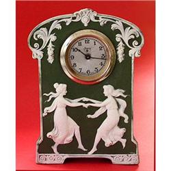 Schafer & Vater Green Jasperware Mantle Clock #1800695