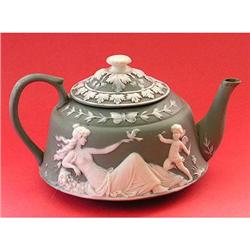 Schafer & Vater Green Jasperware Teapot #1800696