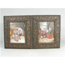 A Pair of Hand Painted Porcelain Plaques, #1800708