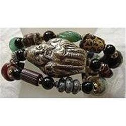 Sterling Silver Buddha and Gemstone Bracelet #1800966