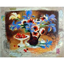 Alexander Wissotsky, Blue Irises,  SS on Wood #1801019