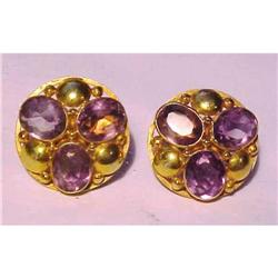 AMETHYST AND 14K GOLD EARRINGS - SCREWBACKS #1801028