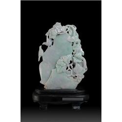 Chinese White Jade Peas & Birds Carved Display #1801031