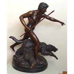 Shepard Boy Bronze Sculpture Statue Wolf Man #1801075