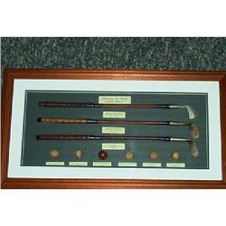 "FRAMED" BOXED MINATURE GOLF CLUBS/BALLS #1809986