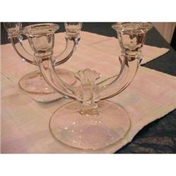 Candlesticks Double Light Etched Pair #1810037