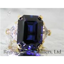RHJ Deep Blue Synthetic Sapphire Ring w/ CZs #1810178