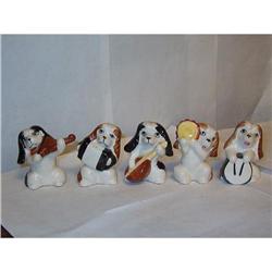 1957 SETof 5 COCKER SPANIELS DOG BAND FIGURINES#1810189