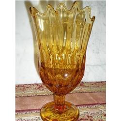 FENTON  VASE AMBER THUMBPRINT #1810233