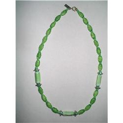 Vintage Apple Green Art Glass Choker Necklace #1812081