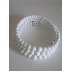 3 Strand Wire Wrap Milk Glass Choker Necklace #1812083