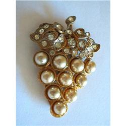 Champagne Pearl Color & Rhinestone Dress Clip -#1812092