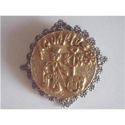 Zodiac Aquarius Brooch, Two Tone Goldtone /Silv#1812102