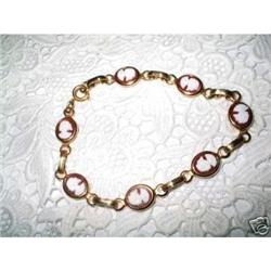 Dainty Cameo and Gold Tone Bracelet #1812110