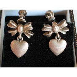 Art Deco Sterling Silver Heart Earrings #1812116