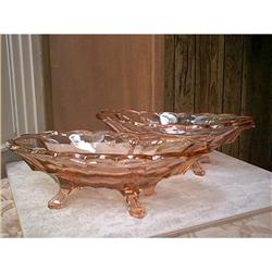 Two Pink Glass Serving Dishes  #1812181