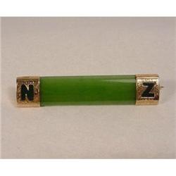 Gold and Jade New Zealand Bar Brooch. #1812338