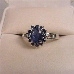 Sapphire and Silver Cluster Ring. #1812339