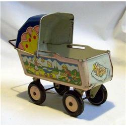 Toy Tin Litho Baby Buggy #1812349