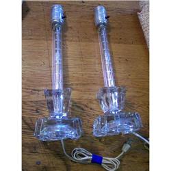 Pair of Vintage Crystal Etched Lamps #1812372