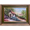 Image 1 : ORIG OIL PAINTING COUNTRY LANDSCAPE W/FLOWERS #1812604