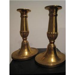 OLD ESTATE ENGLISH BRASS CANDLESTICKS #1812620