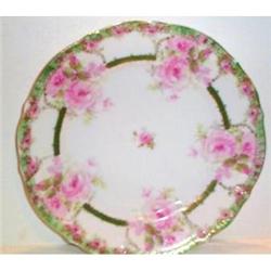 Rose German Plate with Green Trim #1812661