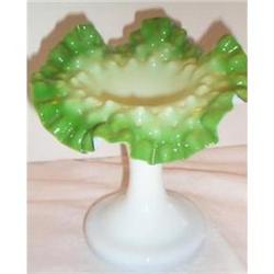 Green Cased Ruffled Art Glass Vase #1812738
