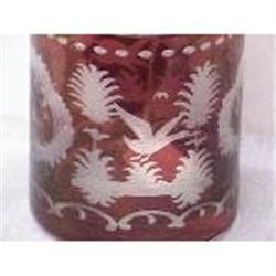 Antique Bohemian Etch glass Tumbler #1812958