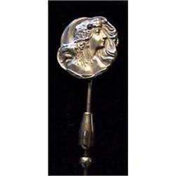 14k Mucha style profile stickpin #1813186