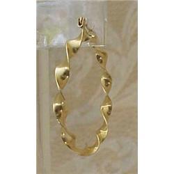  Large 14k yellow gold twisted hoop earrings #1813209