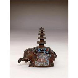 Old Japanese Champleve Elephant Pagoda Censer #1813273