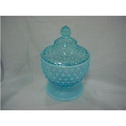 Fenton blue hobnail covered candy dish #1813386