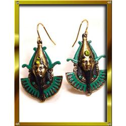  EGYPTIAN Enamel jeweled Pharaoh EARRINGS #1813390