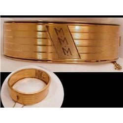 1920's DECO enamel gold filled  etched bracelet#1813393