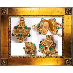 Unusual Jeweled Vinaigrette POMANDER FOB #1813404