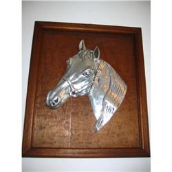 Head of a Pewter horse on a wood framed!  #1813432