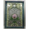 Image 1 : CUSTOM LARGE STAINED GLASS WINDOW W ROSE IN #1813492