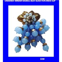 MIRIAM HASKELL BLUE GLASS FUR/DRESS CLIP #1813612