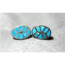 Sterling &Turquoise Handcrafted Cuff Links  #1814070