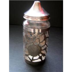 Silver sugar Pot with flowers design  #1814312