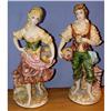 Image 1 : Male Female Ceramic Flower Basket Statue #1814337