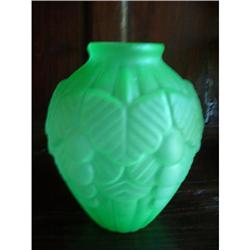 Frosted Green Art Deco Glass Vase #1814411