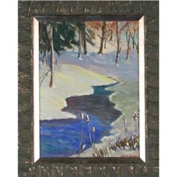 Aline Gardener, ?Winter River? original oil on #1821992