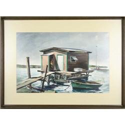 Landscape watercolor, entitled ?House on Water?#1821995